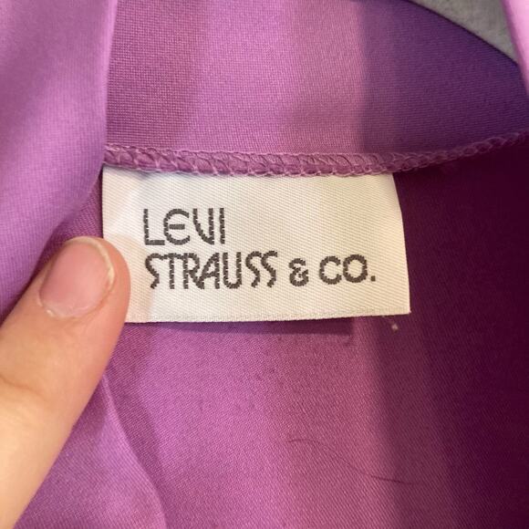 Womens Vintage 70s Orchid Purple Levi Strauss Frill Neck Button Up Top Size 16 - Picture 7 of 16